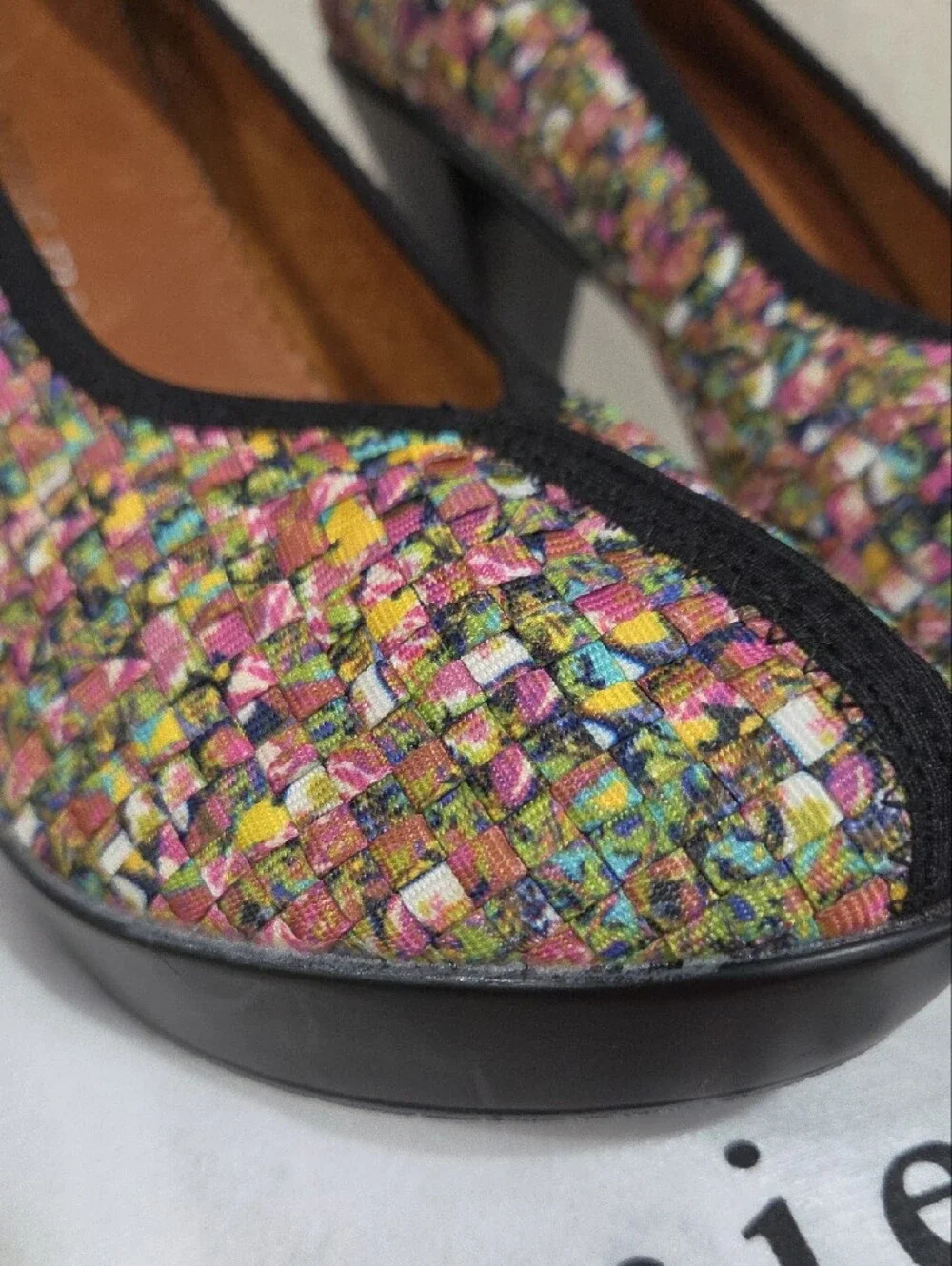 bernie mev. Multicolor Tweed Platform Pumps with Black Trim